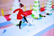 滑雪比赛场上的优雅舞者，冲向冠军